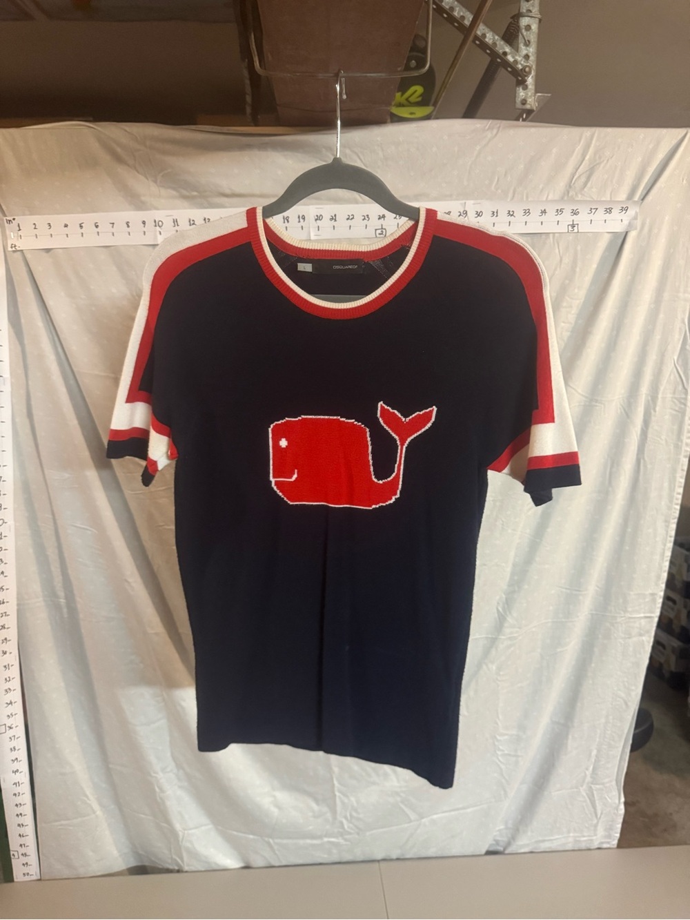 DSQUARED2 Navy & Red Whale Knit Tee